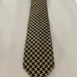 Hugo Boss Gold & Navy print Silk tie